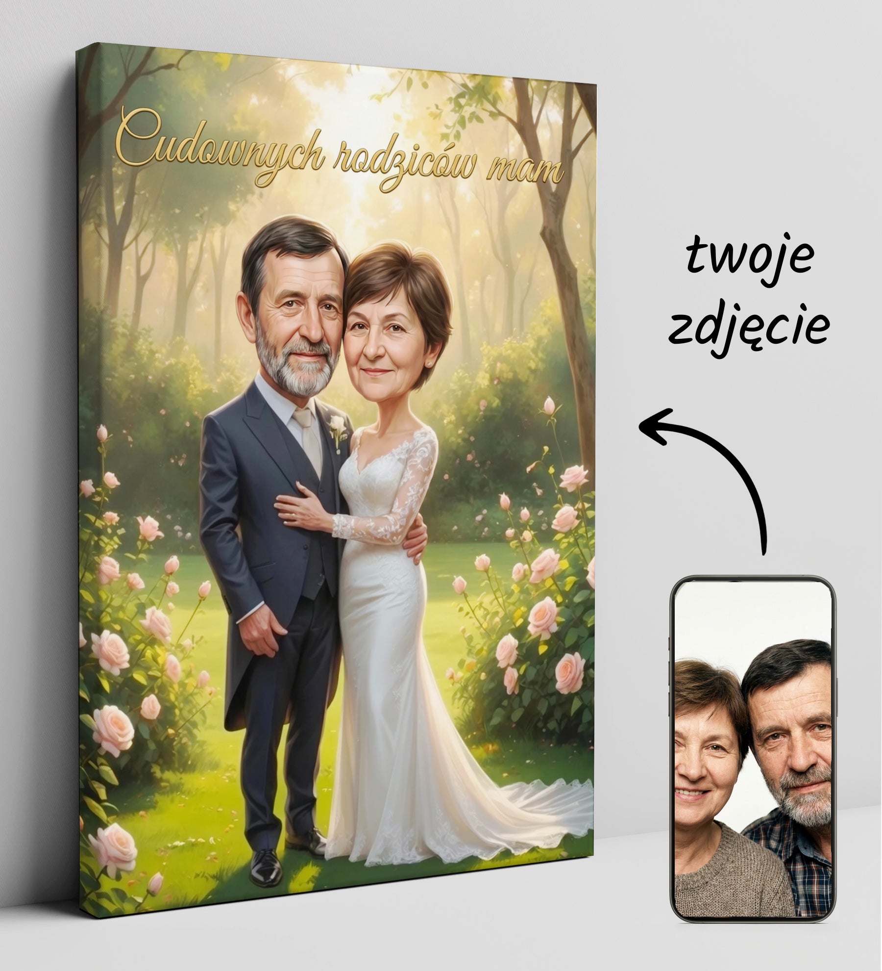 Podziękowanie dla rodziców w formie karykatury ślubnej