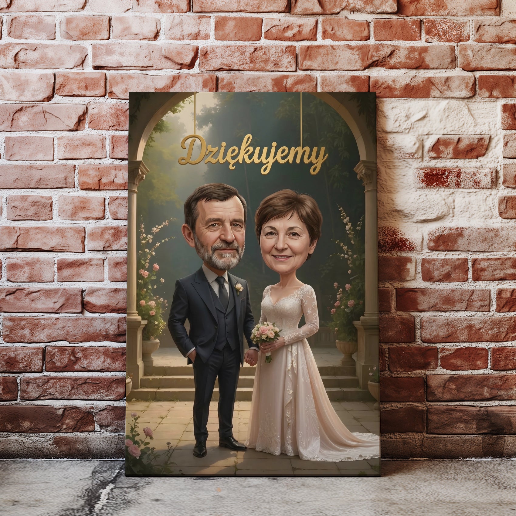 Elegancka karykatura dla rodziców na ślub