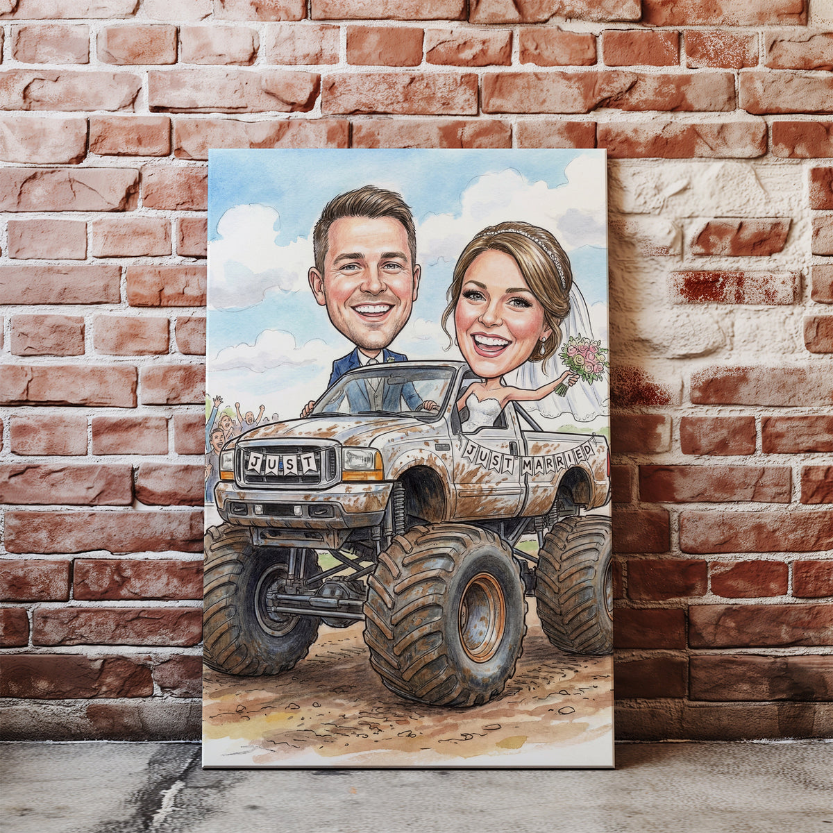 Karykatura ślubna monster truck personalizowany prezent na wesele